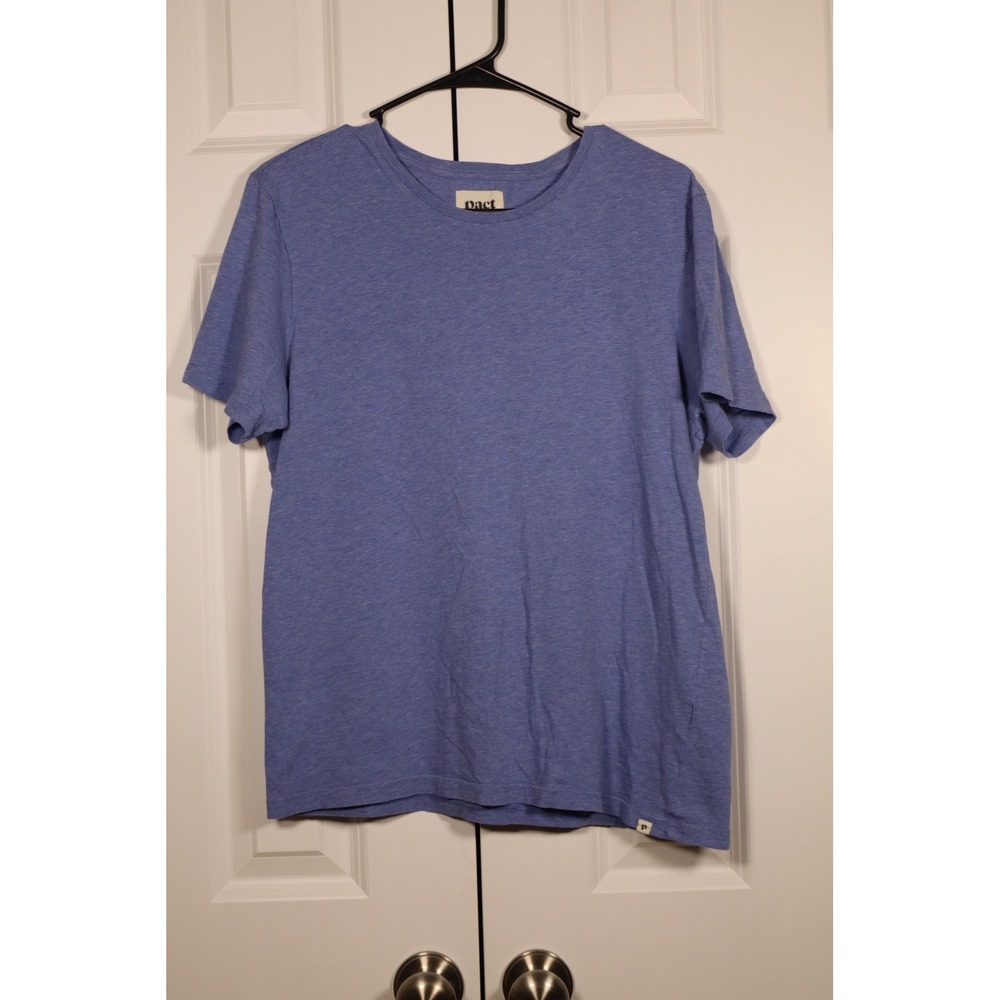 Pact Organic Cotton Short Sleeve T-Shirt Heathered Blue Periwinkle Crew Neck M